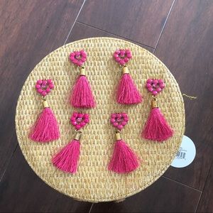 ⭐️NEW Bewaltz Woven Straw Circle Crossbody Handbag With Pink Tassels